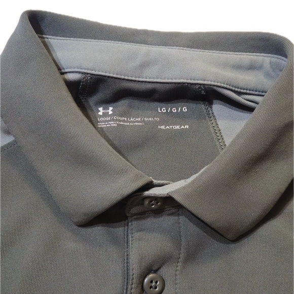 Under Armour Polo Shirt Mens Large Gray HeatGear Loose Fit Golf Athletic - Picture 4 of 6